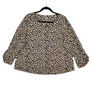 Chico's Leopard Print Top Long Sleeve Size 3, US-XL